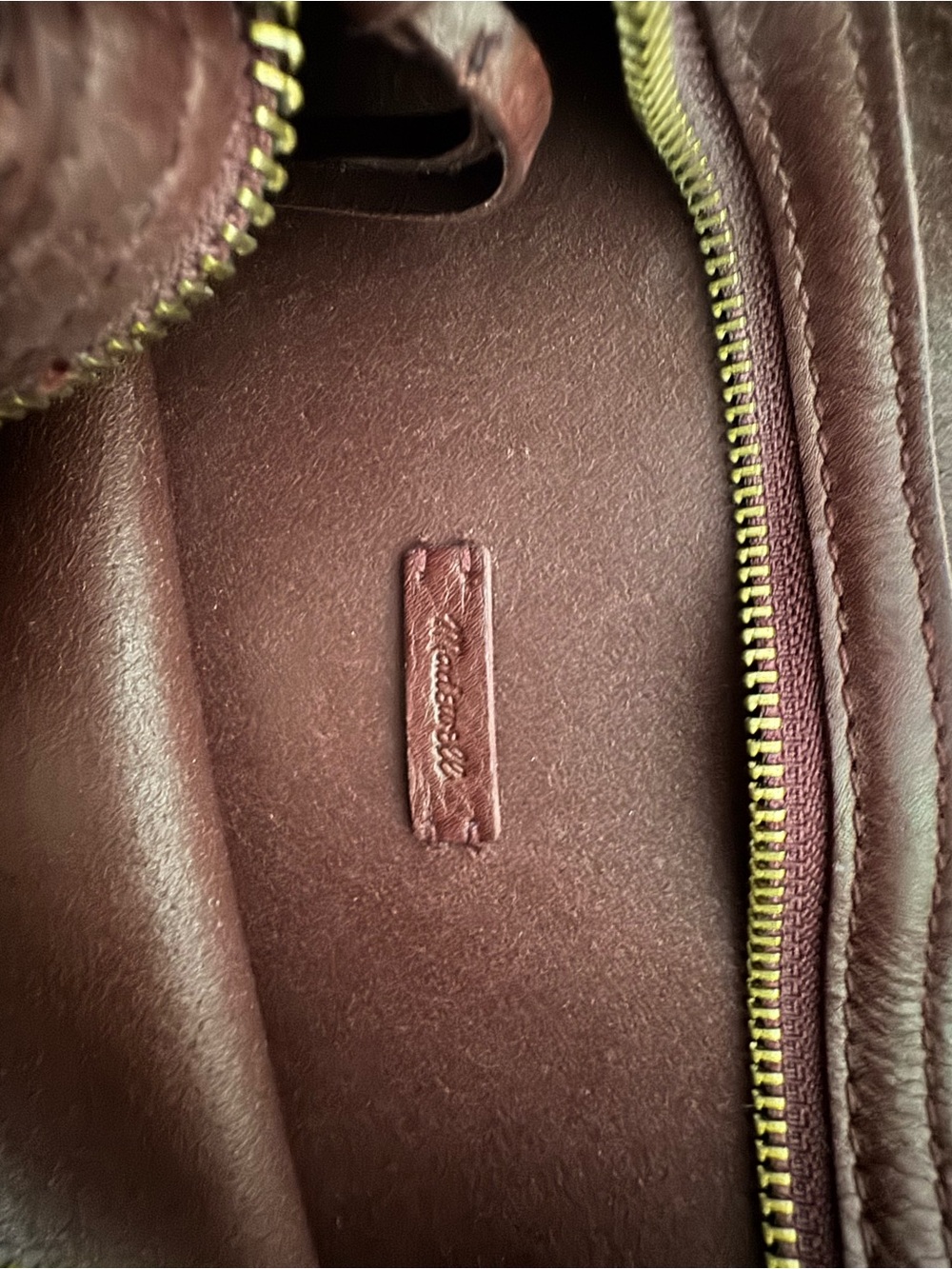 Madewell Burgundy Leather Saddle Crossbody with Striped Web Strap - Picture 4 of 4